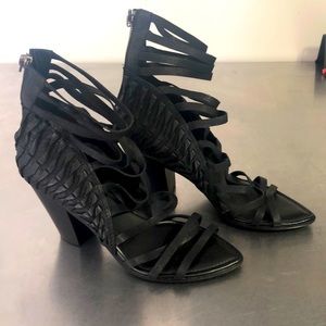 Haider Ackermann Black Strappy Cage Heels 37.5